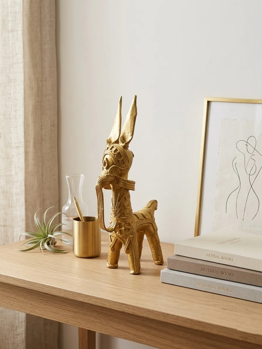 Brass-Style Decorative Horse Figurine - Image 3