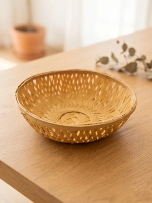 Decorative Woven-Style Round Basket