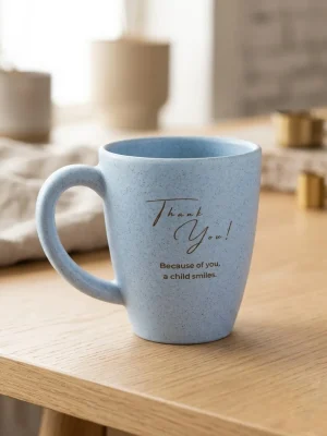 Eco-Friendly Rice Husk Coffee Mug - Blue Design