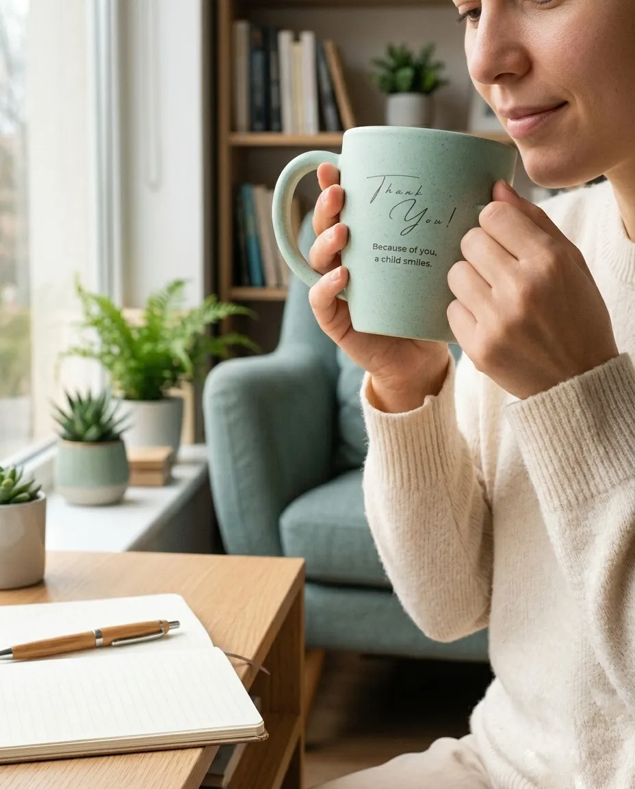 Eco-Friendly Rice Husk Coffee Mug - Green Design - Image 2