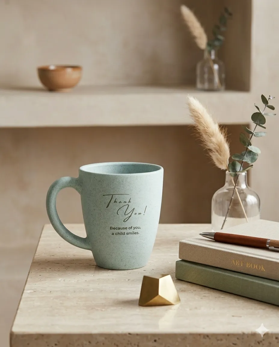 Eco-Friendly Rice Husk Coffee Mug - Green Design