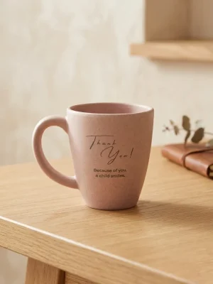 Eco-Friendly Rice Husk Coffee Mug - Pink Design