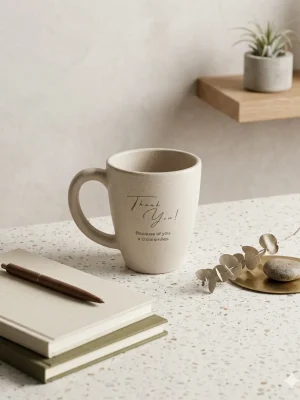 Eco-Friendly Rice Husk Coffee Mug - White Design