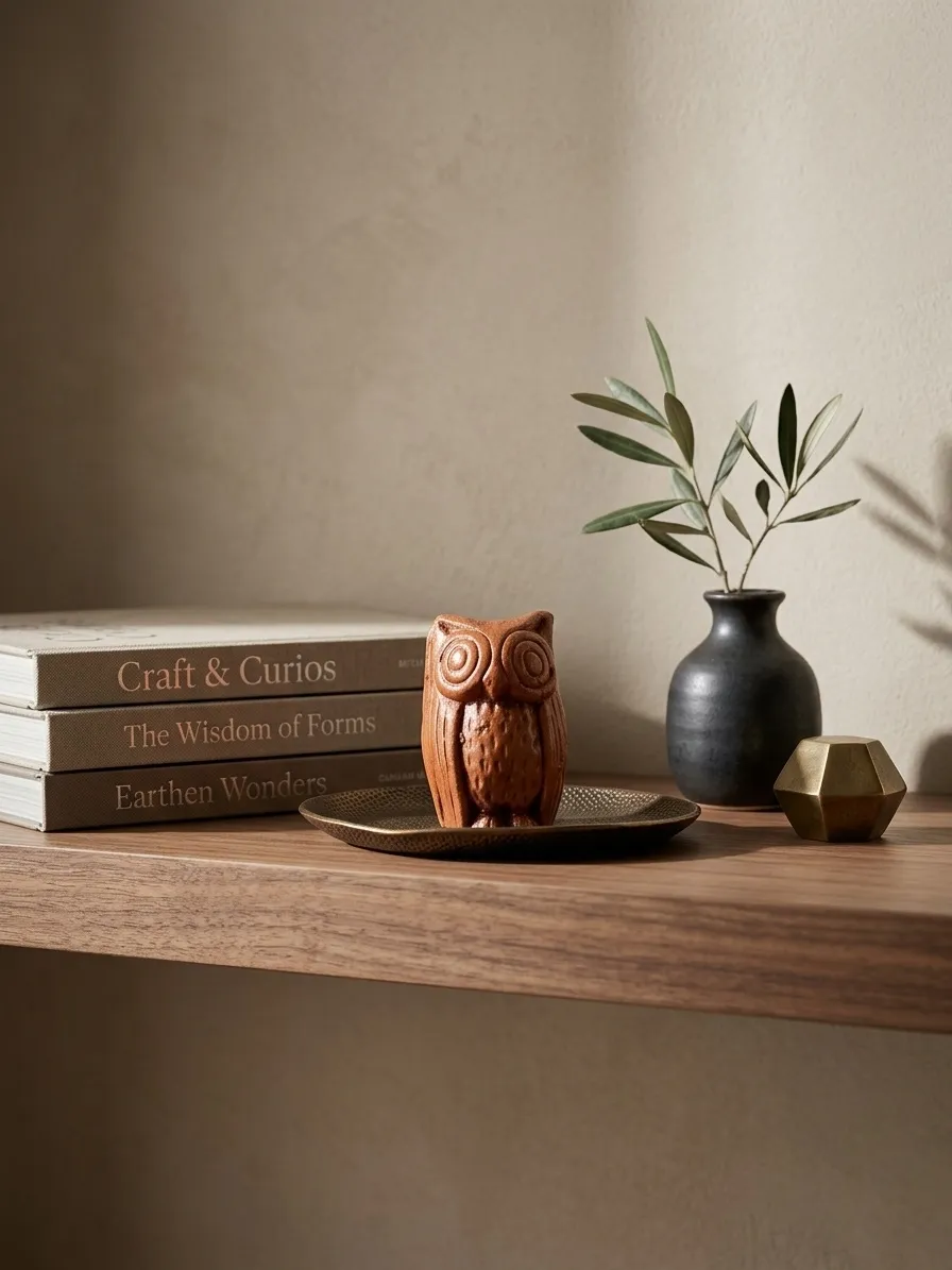 Rustic Clay Owl Figurine - Image 2