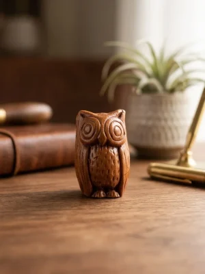 Rustic Clay Owl Figurine