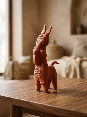 Terracotta-Style Decorative Horse Figurine