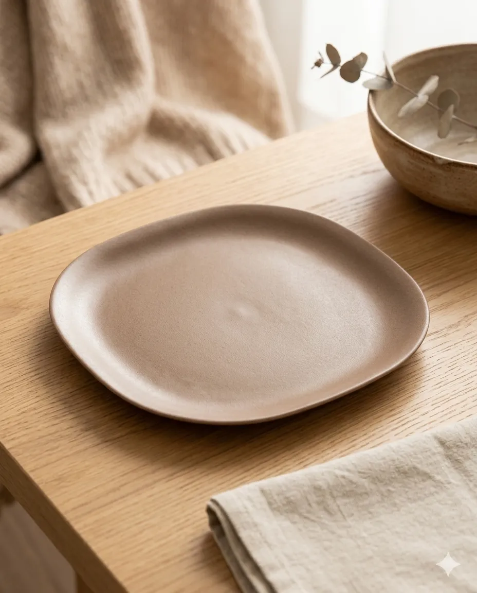 Eco-Friendly Rice Husk Dinner Plate - Brown