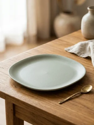 Eco-Friendly Rice Husk Dinner Plate - Green