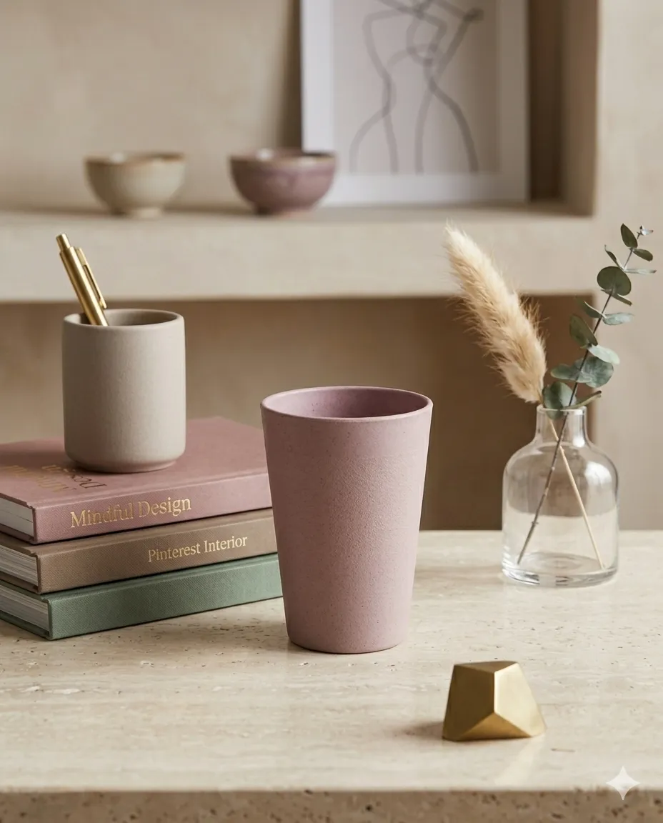 Eco-Friendly Rice Husk Drinking Tumbler - Pink - Image 3