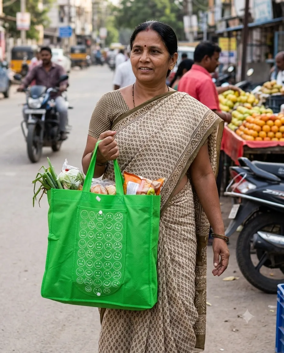 Foldable Reusable Shopping Carry Bag For Everyday Use - Green - Image 3