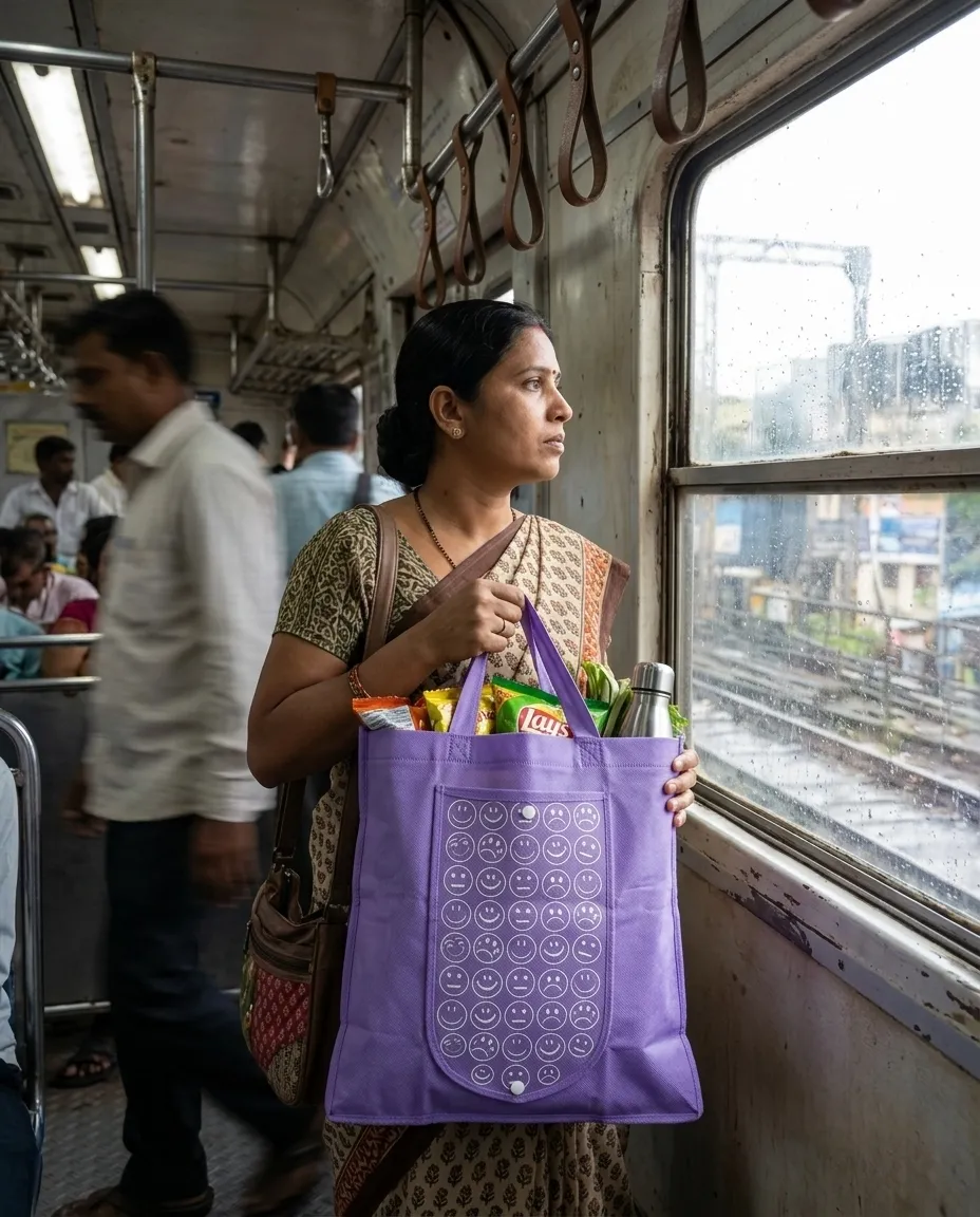 Foldable Reusable Shopping Carry Bag For Everyday Use - Purple - Image 2