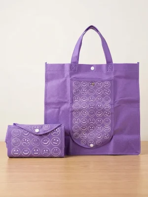 Foldable Reusable Shopping Carry Bag For Everyday Use - Purple