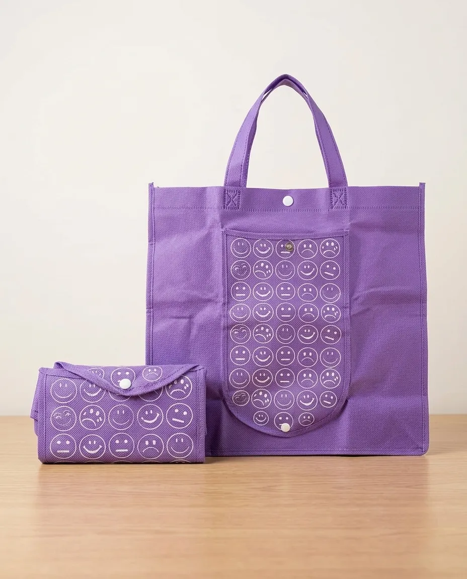 Foldable Reusable Shopping Carry Bag For Everyday Use - Purple