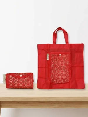 Foldable Reusable Shopping Carry Bag For Everyday Use - Red
