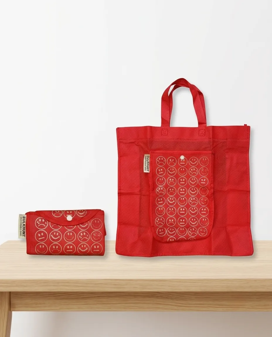 Foldable Reusable Shopping Carry Bag For Everyday Use - Red