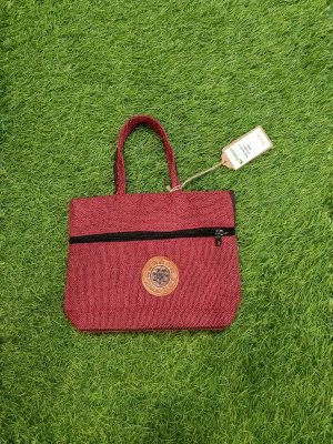 Women's everyday carry handbag made with jute - Maroon