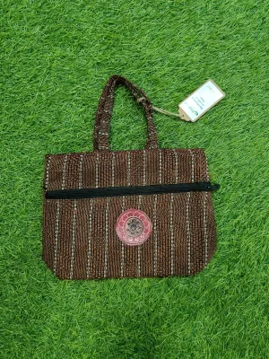 Women's everyday carry handbag made with jute - Brown