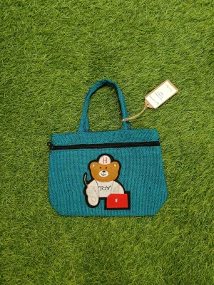 Women's everyday carry handbag made with jute - Teddy Deep Blue