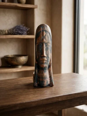 Rustic Handcrafted Wooden-Style Mask