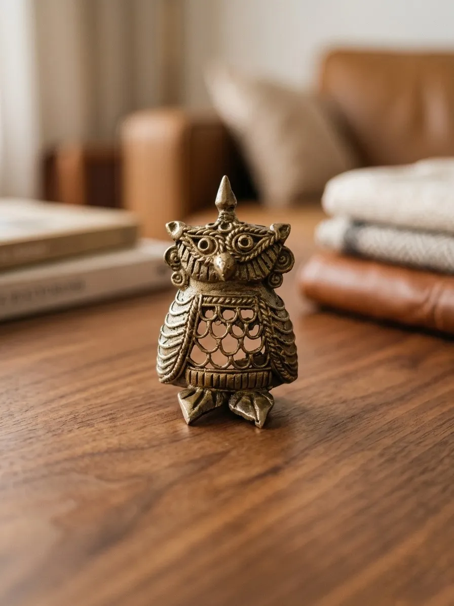Decorative Metal Owl Figurine