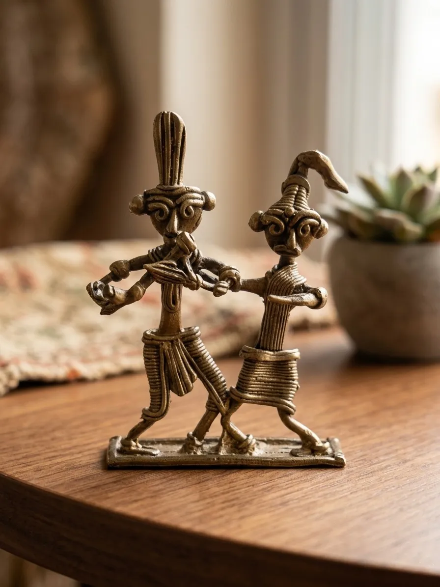 Metal Tribal Musician Figurine - Image 3