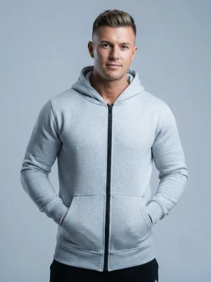 Urban Mens Zip Hoodie - Light Gray