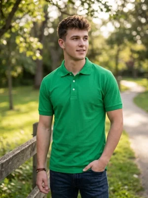 Mens Regular Fit Polo Tshirt - Green
