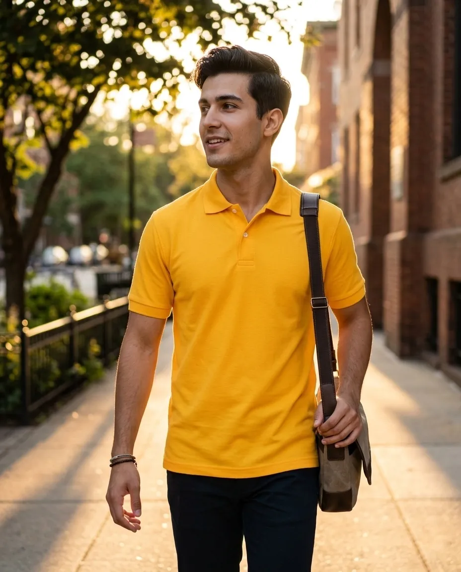 Mens Regular Fit Polo Tshirt - Yellow - Image 2