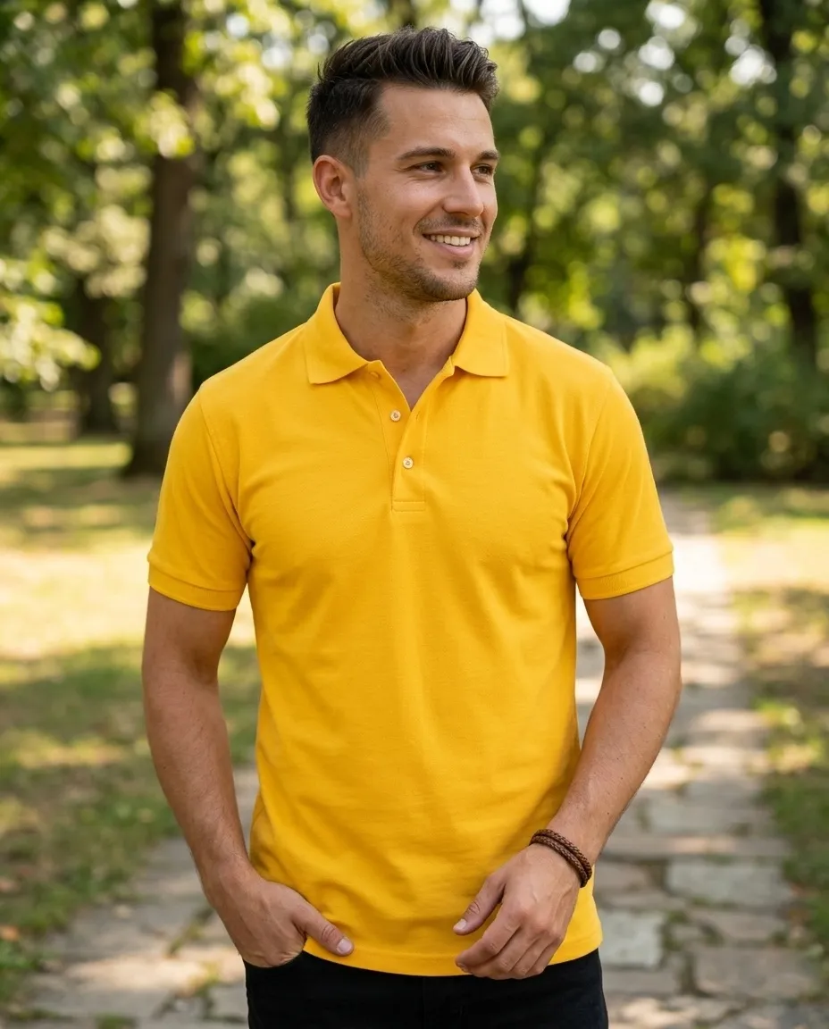 Mens Regular Fit Polo Tshirt - Yellow