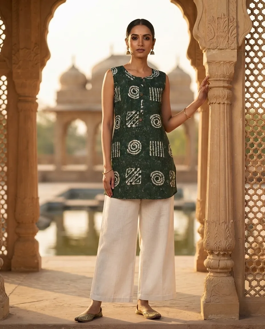 Comfortable Single Piece Women's Kurti for Everyday & Occasional Use - Earth Green - Image 2
