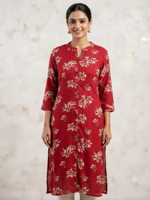 Comfortable Single Piece Women's Kurti for Everyday & Occasional Use - Red