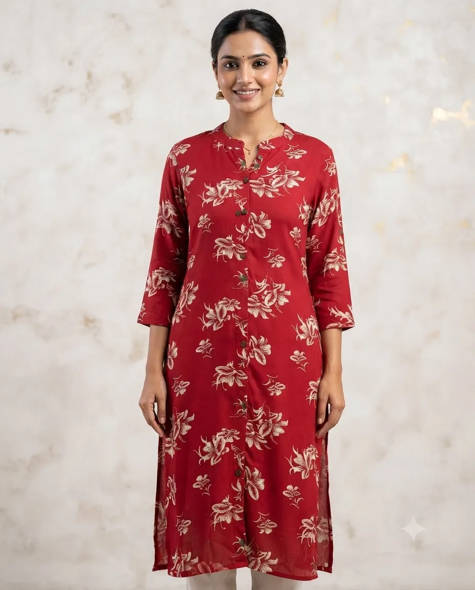 Comfortable Single Piece Women's Kurti for Everyday & Occasional Use - Red