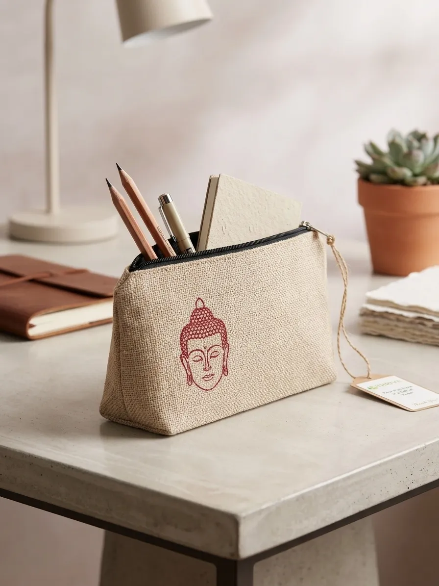 Adventure pencil pouch bag - Buddha Print - Image 3