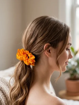 Premium Hair Scrunchie – Soft Hold Without Hair Damage - Orange
