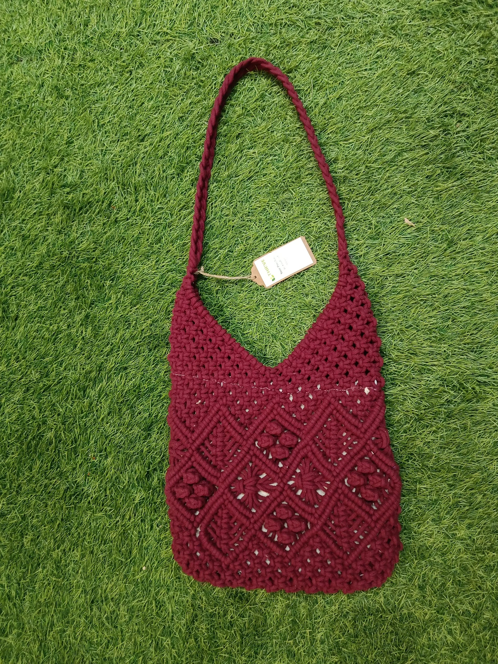 Women's everyday carry sidebag made with cotton - Maroon