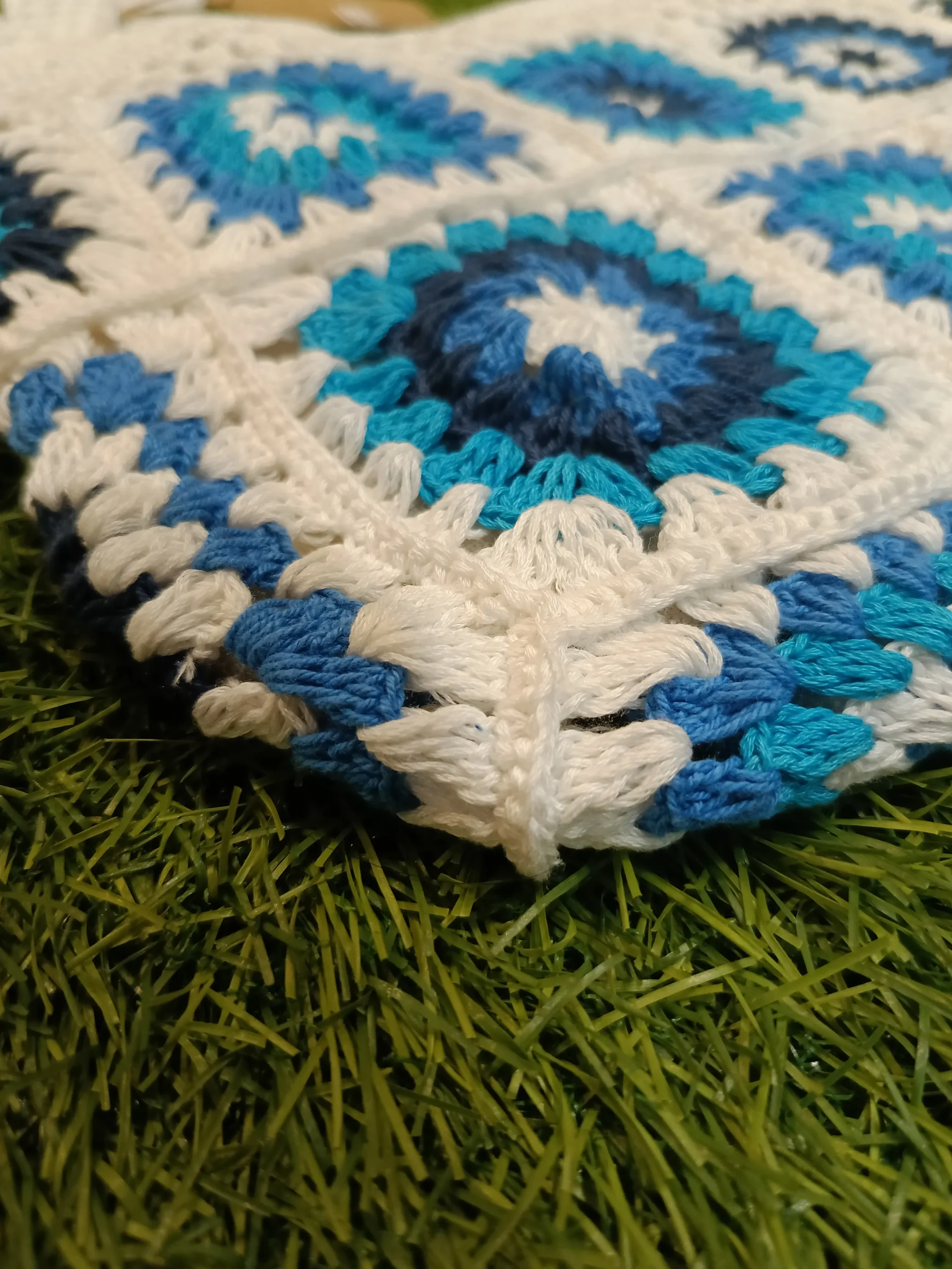 Women's everyday carry sidebag made with cotton - Blue & White - Image 2