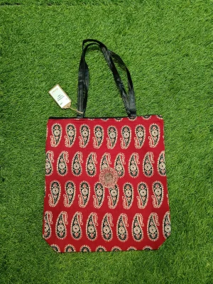 Women's everyday carry sidebag - Red with Rangoli Design