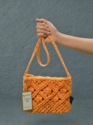 Women's Cotton Sling Bag for Everyday Use, Travel & Casual Outings - Orange