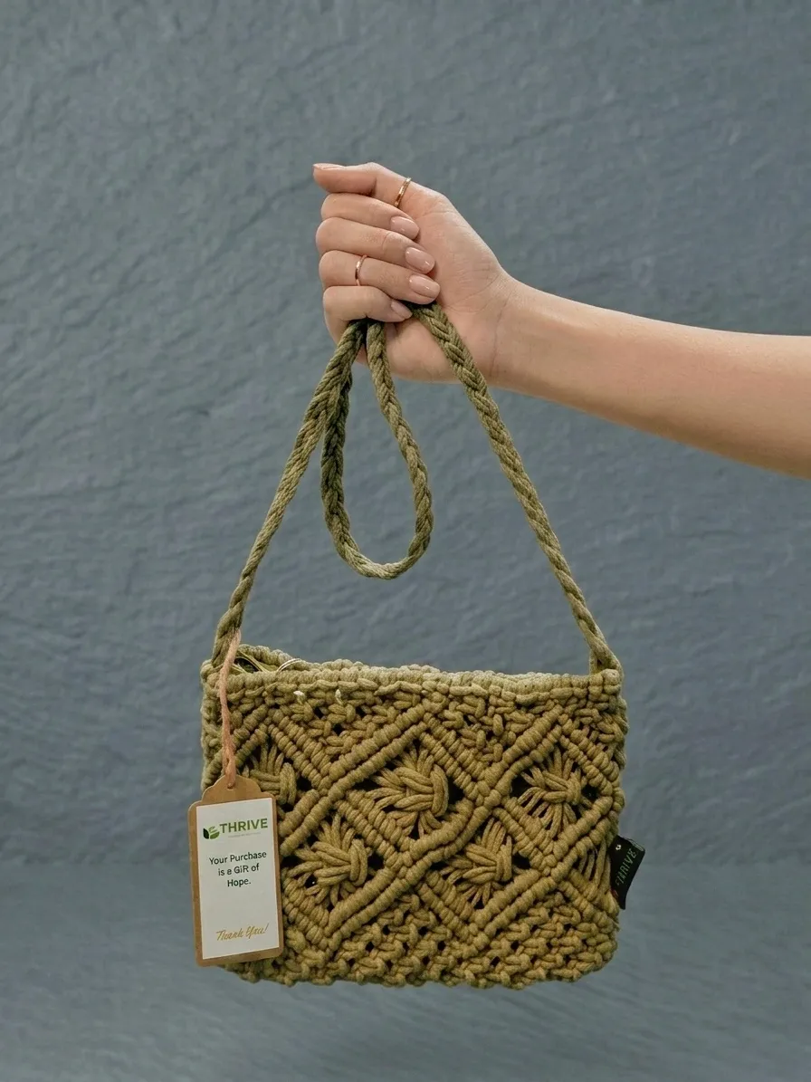 Women's Cotton Sling Bag for Everyday Use, Travel & Casual Outings - Olive