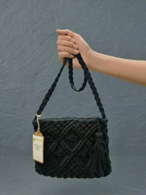 Women's Cotton Sling Bag for Everyday Use, Travel & Casual Outings - Black Knots
