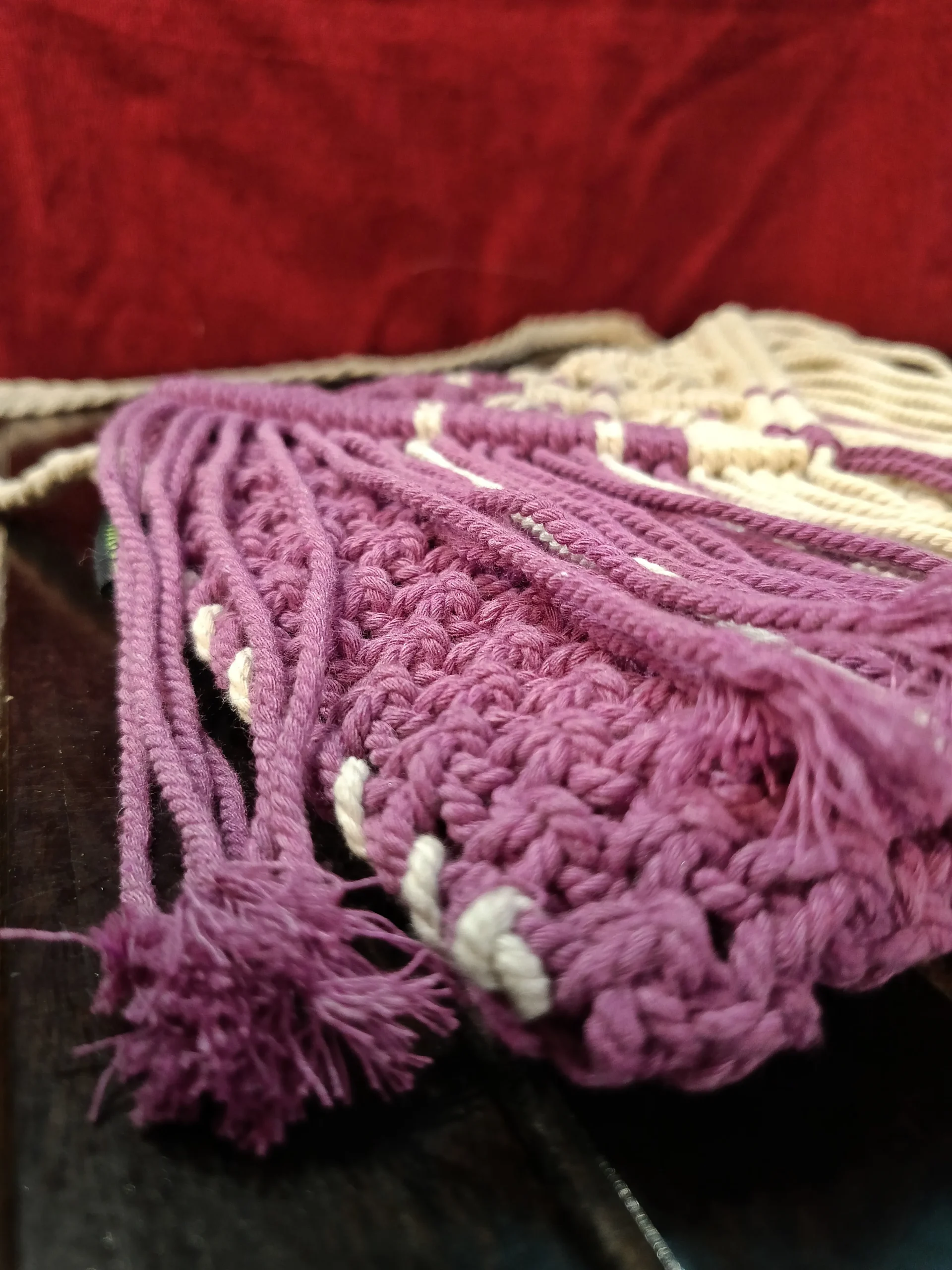 Women's Cotton Sling Bag for Everyday Use, Travel & Casual Outings - White and Purple - Image 2