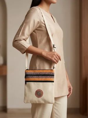 Elegant Women's Leather & Rexine Handbag for Everyday Style and Comfort - White