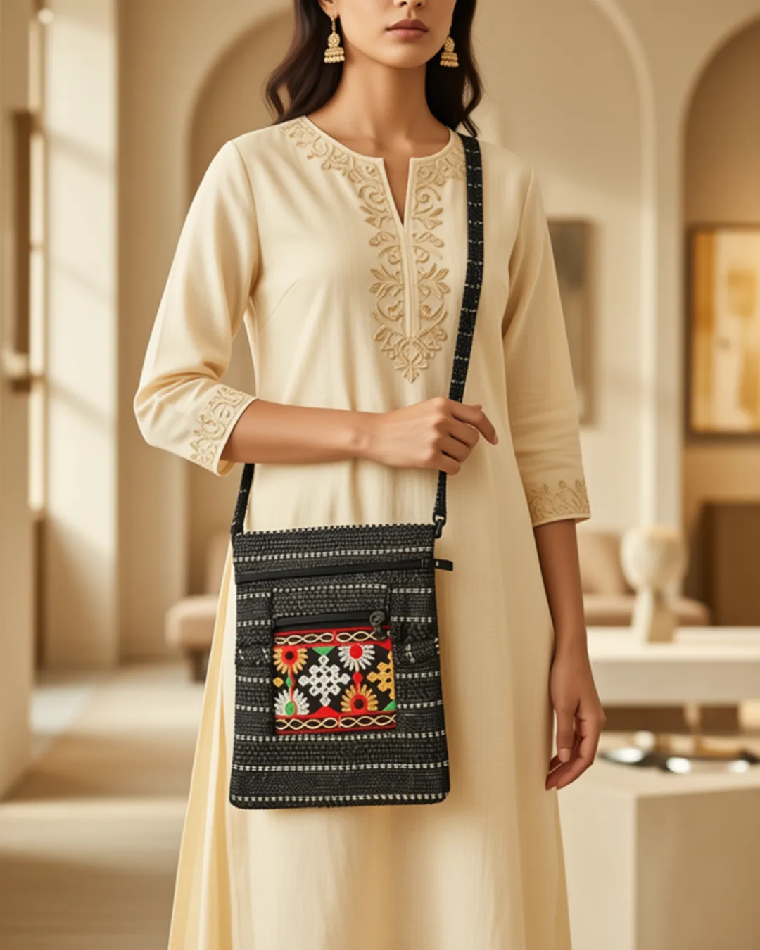 Handcrafted Women's Jute Handbag for Everyday, Shopping & Casual Outings - Black