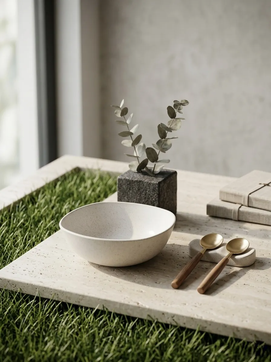 Eco-Friendly Rice Husk Serving Bowl - Semi Curved Design - Off White - Image 3
