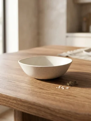 Eco-Friendly Rice Husk Serving Bowl - Semi Curved Design - Off White