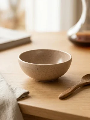 Eco-Friendly Rice Husk Serving Bowl - Rounded Design - Dark Brown