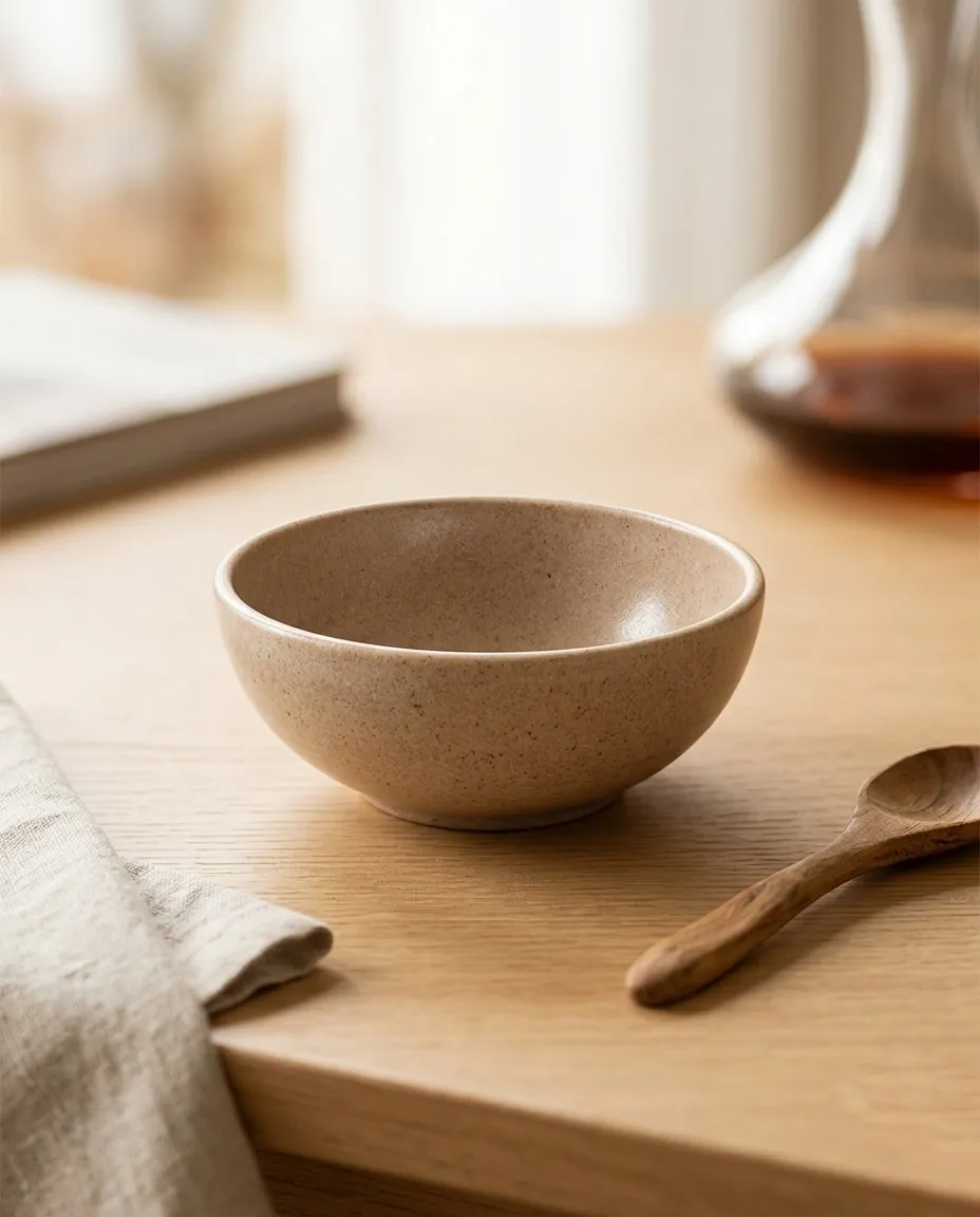 Eco-Friendly Rice Husk Serving Bowl - Rounded Design - Dark Brown