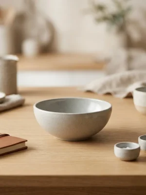 Eco-Friendly Rice Husk Serving Bowl - Rounded Design - Gray