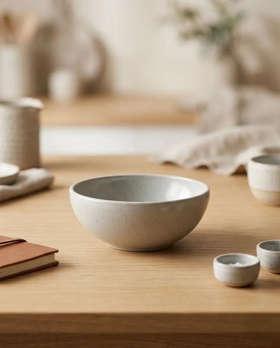 Eco-Friendly Rice Husk Serving Bowl - Rounded Design - Gray