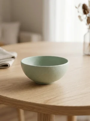Eco-Friendly Rice Husk Serving Bowl - Rounded Design - Green